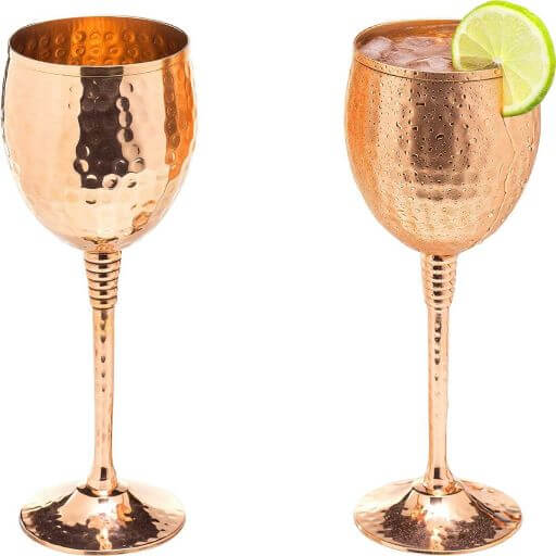 Copper wine glasses set of 2 – 11oz gleaming TheWellthieone