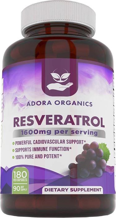 Adora Organics Resveratrol 1600mg, Trans-Resveratrol Antioxidant Supplement TheWellthieone