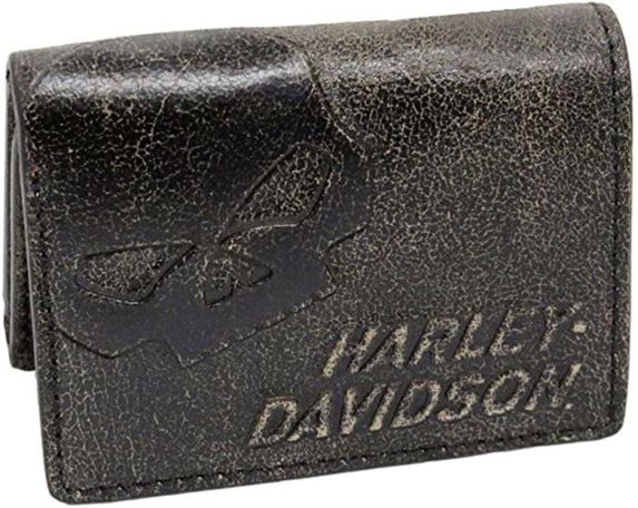 Harley-Davidson Men's Burnished Tri-Fold Skull Wallet Leather TheWellthieone