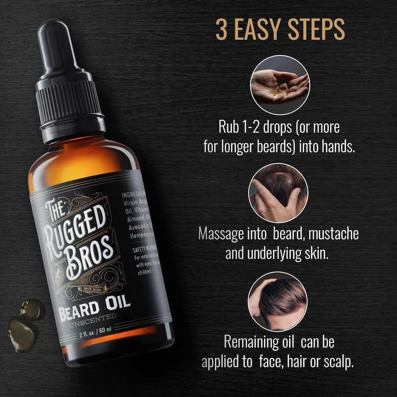  The Rugged Bros Beard Oil with Argan Oil Serum and Jojoba Oils for Growth and Shine