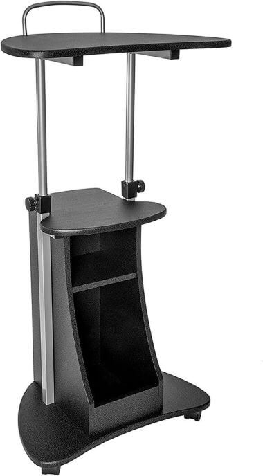 Techni Mobili Sit-to-Stand Rolling Adjustable Height Laptop Cart with Storage TheWellthieone
