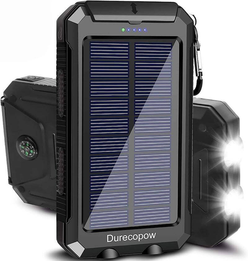 Solar Charger, Durecopow 20000mAh Portable Outdoor Waterproof Solar Power Bank