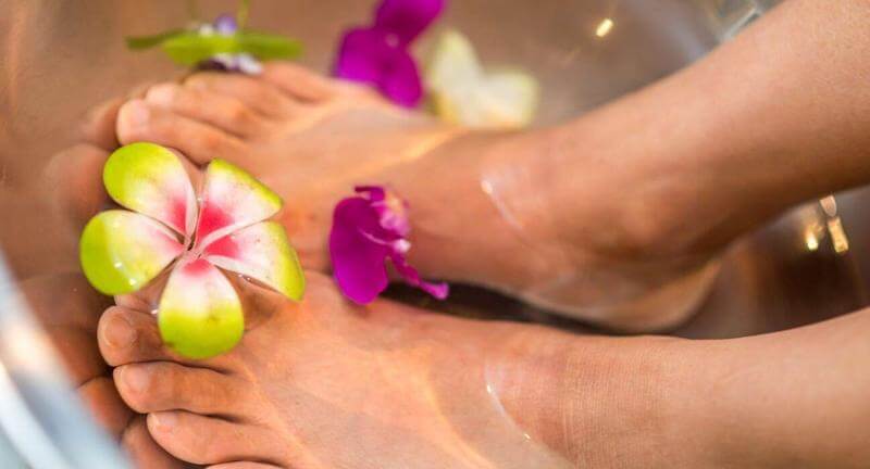 Soaking feet in warm water and essential oils helps to absorb their anti-inflammatory properties directly into the problem areas.