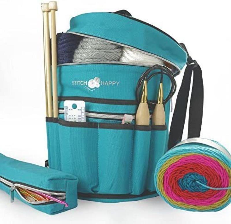 Stitch Happy Knitting Bag: 7 Pocket Yarn Bag, Crochet Bag, Yarn Storage, Crochet Storage