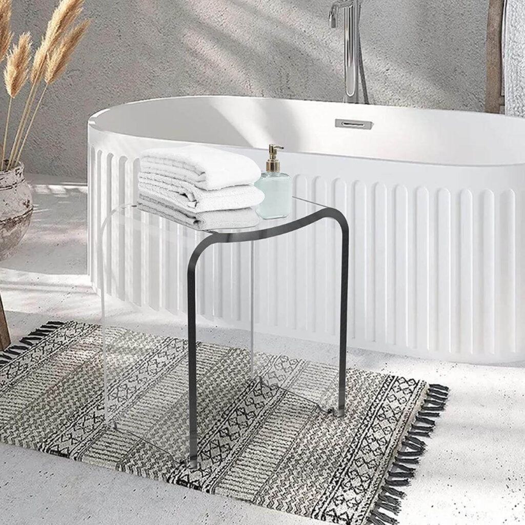 Wahfay Acrylic Shower Bench, Clear Shower Stool for Inside Shower, Modern Shower Bench
