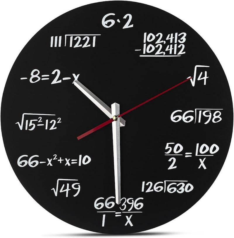 Decodyne Math Wall Clock - Unique Wall Clock - Each Hour Marked by a Math Equation