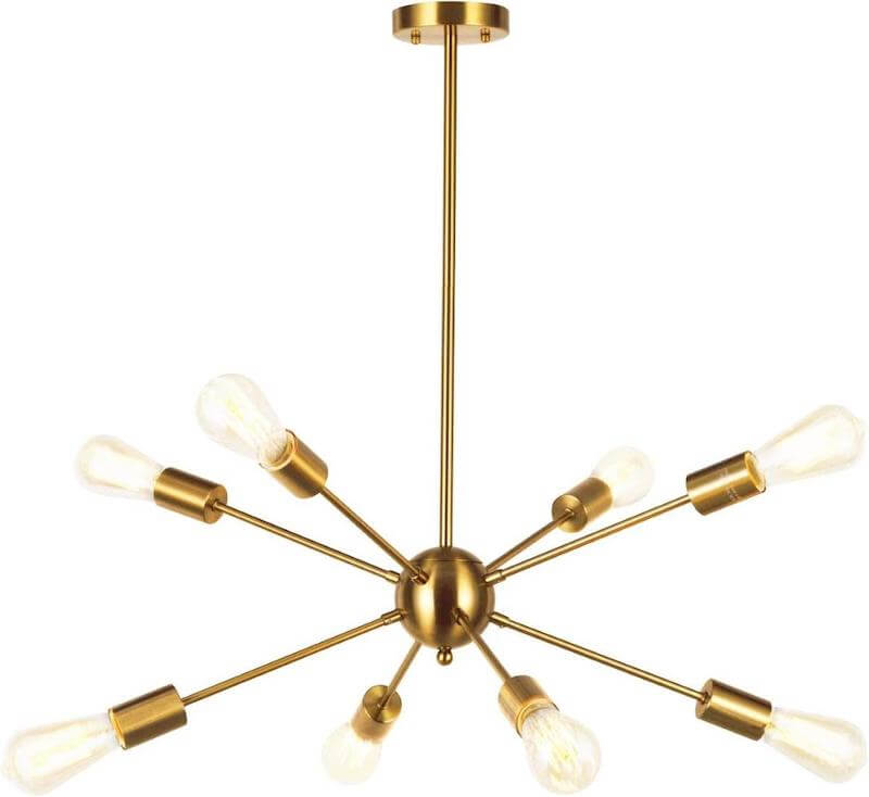 Vinluz Sputnik Chandelier Contemporary 8 Lights Brushed Brass Modern Pendant Lighting