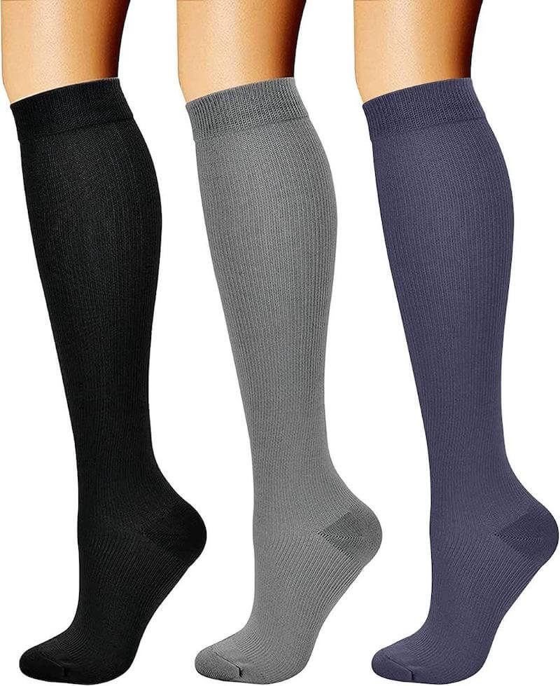 CHARMKING 3 Pairs Copper Compression Socks for Women & Men