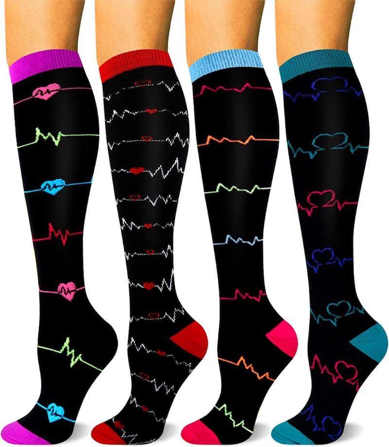 HLTPRO 4 Pairs Compression Socks for Women & Men