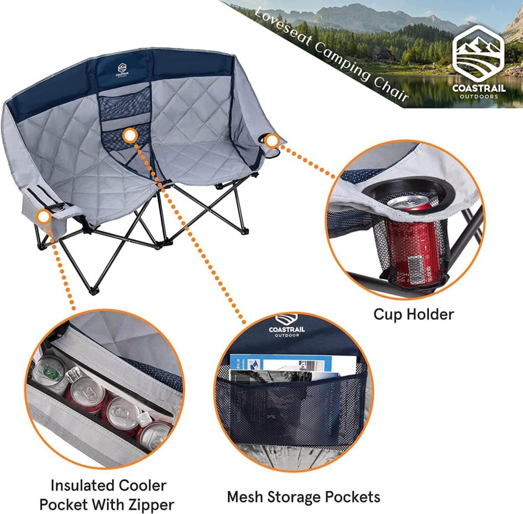 Coastrail Outdoor Folding Double Camping Chairs
