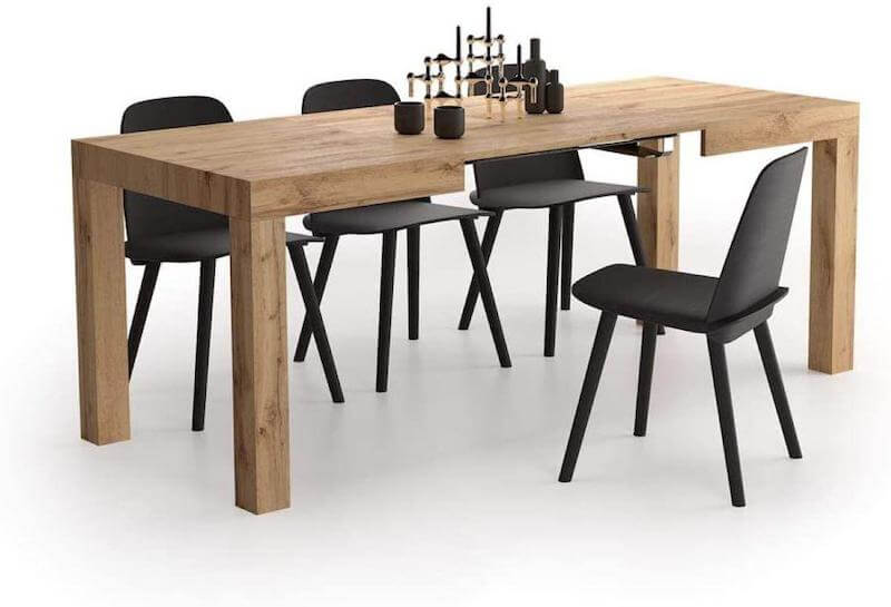 Mobili Fiver, First Extendable Minimalist Dining Table, Rustic Oak