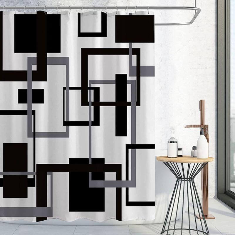 Gibelle Black and White Mid Century Modern Shower Curtain