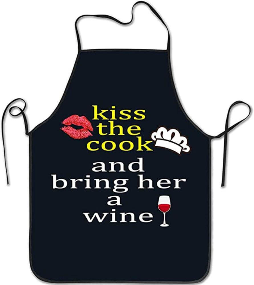 Funny Kiss the Cook Apron for Women Cute with Pockets