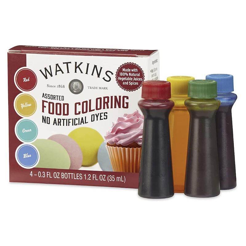 Watkins Assorted Food Coloring, 1 Each Red, Yellow, Green, Blue