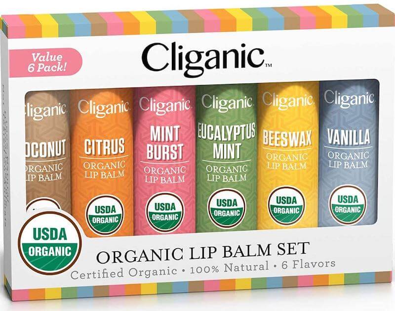 Cliganic USDA Organic Lip Balm Set - 6 Flavors