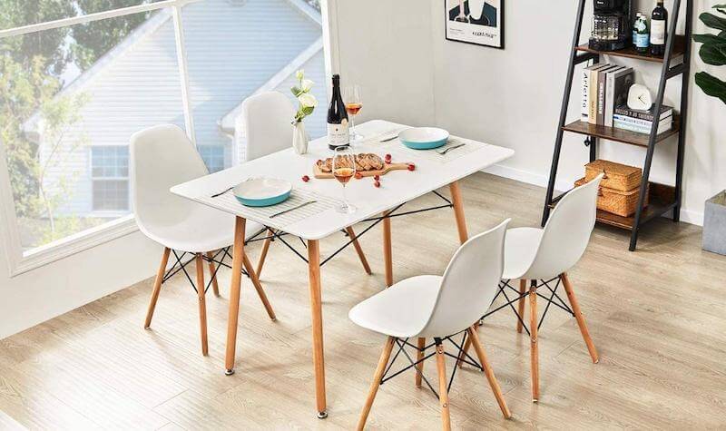 GreenForest Minimalist Dining Table with Slick Top with Wood Legs