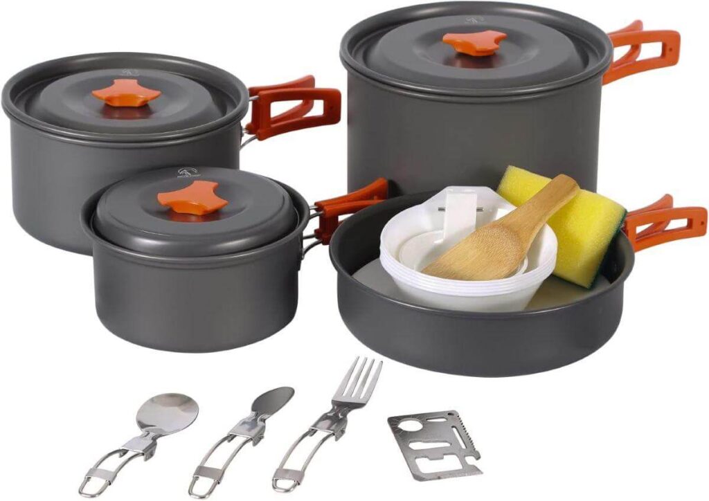 REDCAMP PCS Camping Cookware Mess Kit Great Size for the Family