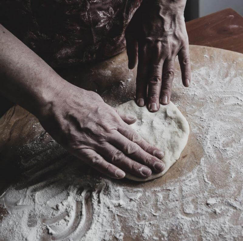 Grandpa says that it is important that you do not  “overhandle” the dough.  If you want it to be light and fluffy, don’t crunch it down too much.