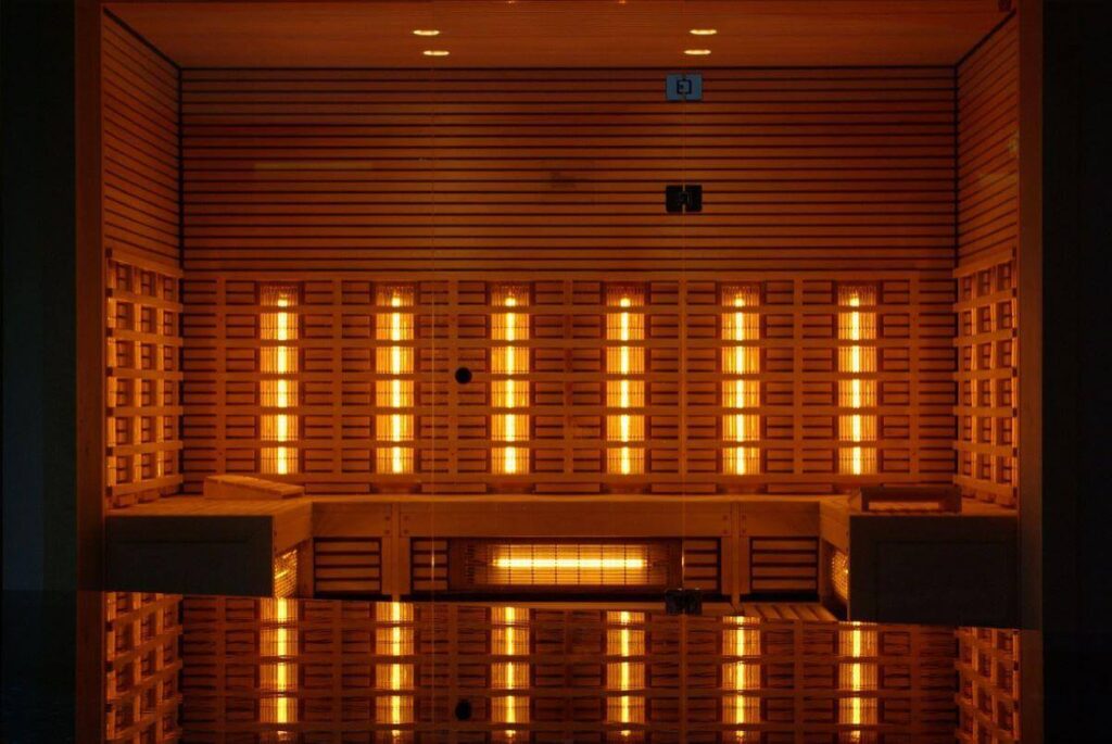 Infrared saunas like this can be found at many better gyms and health spas.