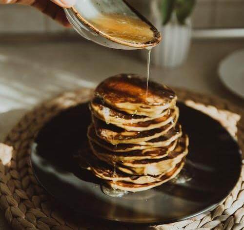 Buckwheat pancakes with honey is a delicious change from maple syrup. 