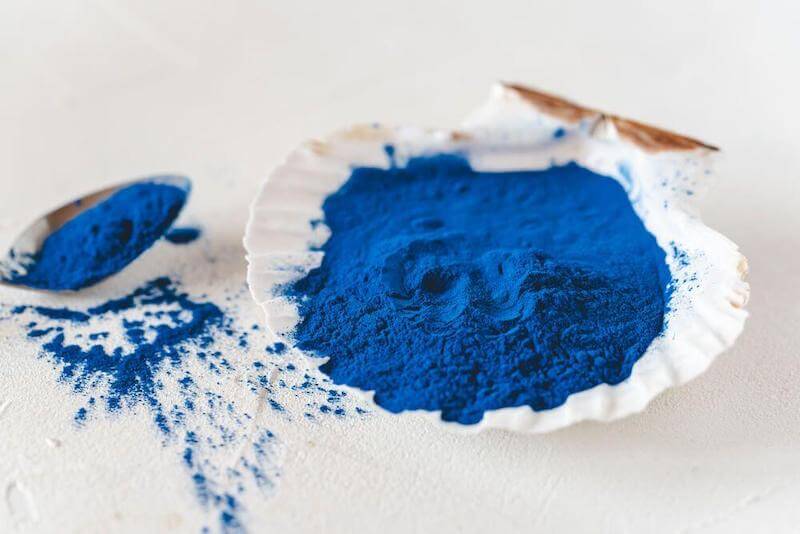 Blue spirulina powder is super fine, so it mixes and colors white sea salt well to create a gorgeous blue salt product.