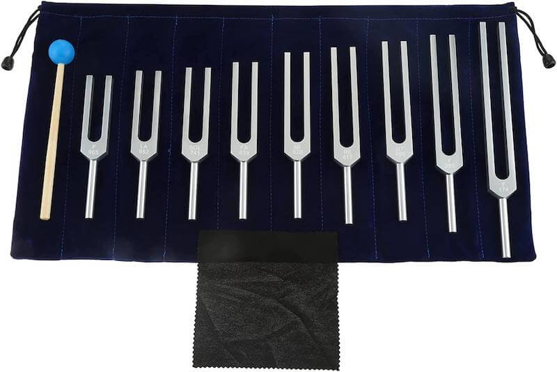 Solfeggio Non-Weighted Tuning Fork Set, Tuning Forks of 9 for Chakra