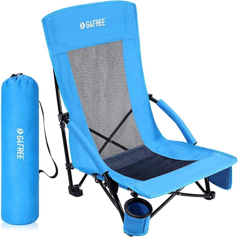 G4Free Low Sling Beach Chair, Folding Portable Beach Backpack Chair