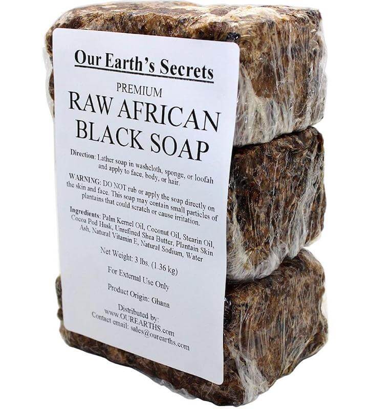 Our Earth's Secrets Premium Natural Raw African Black Soap from Ghana