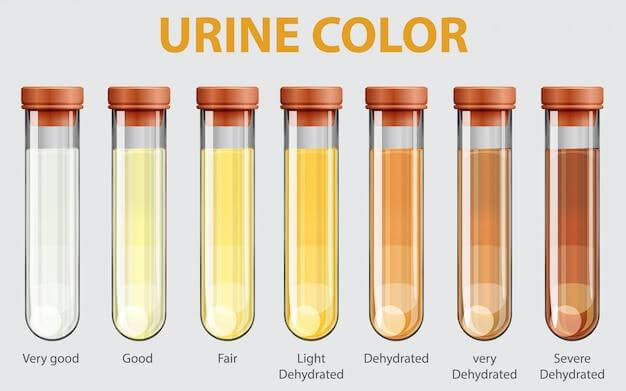 An easy way to gauge dehydration is in the color of urine.