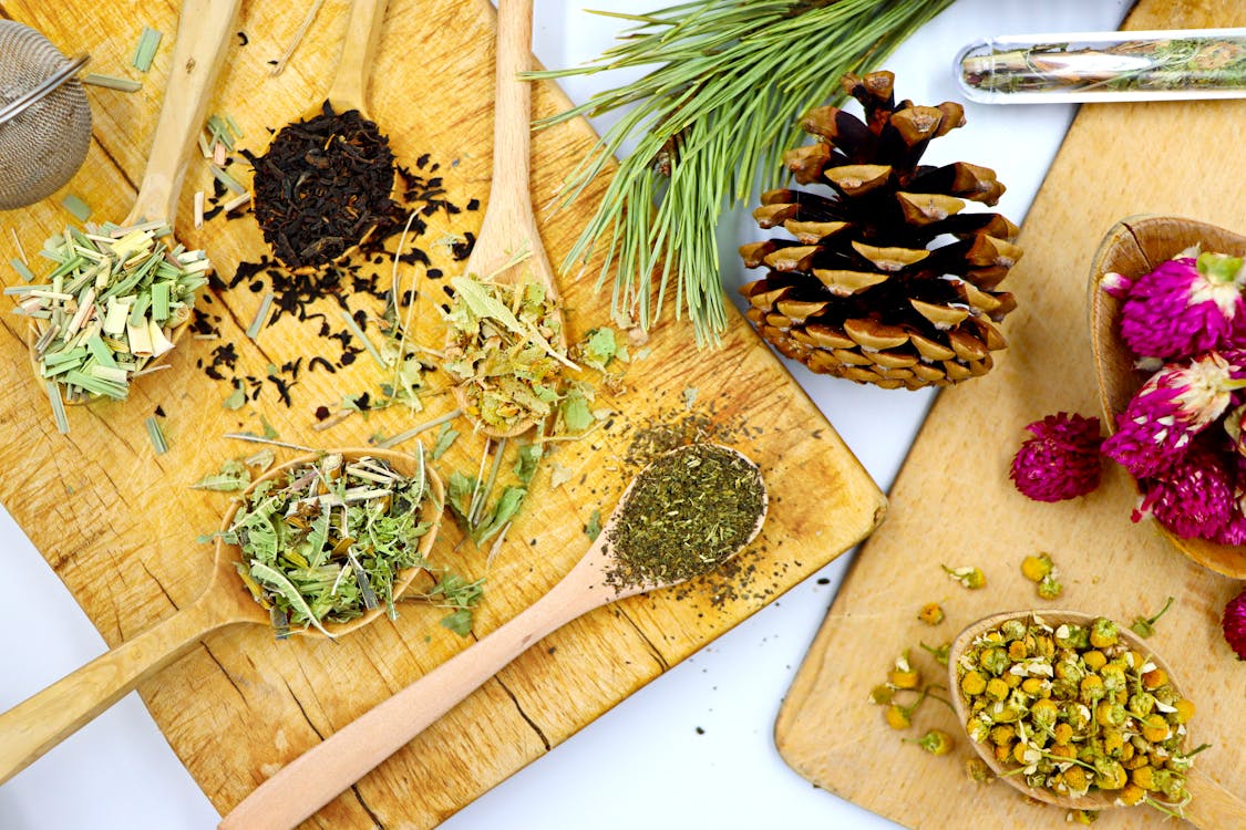 Artisan herbal tea blend with calming lemon balm ingredients