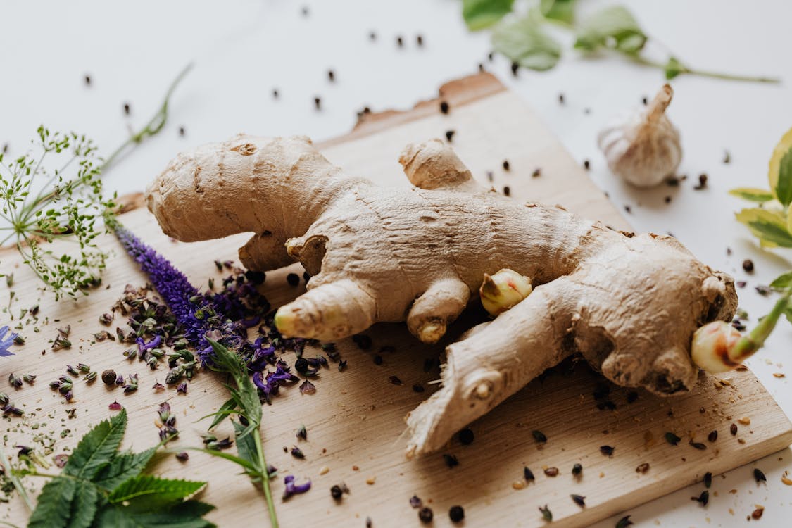 Fresh ginger root and spices for natural inflammation support