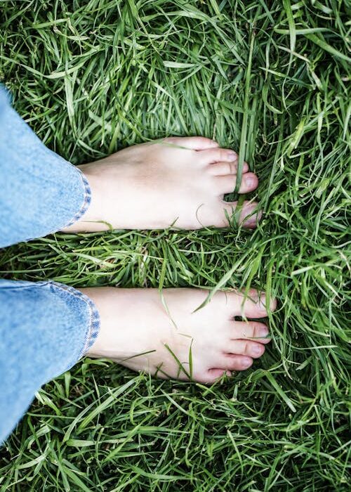 How to start earthing at home by walking barefoot on grass