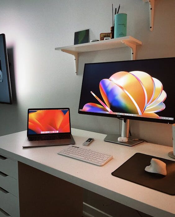 clean minimalist workspace for slow productivity practice