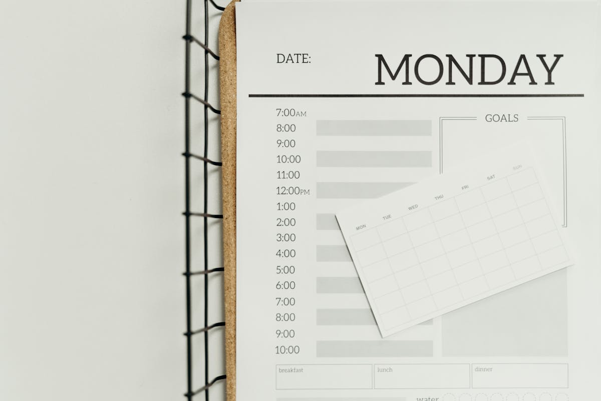 An open planner ready for time blocking for beginners