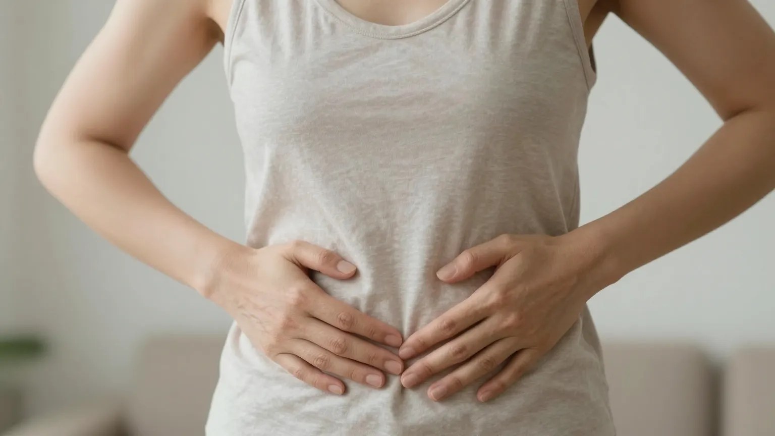 Person holding lower back, illustrating the gut and lower-back connection