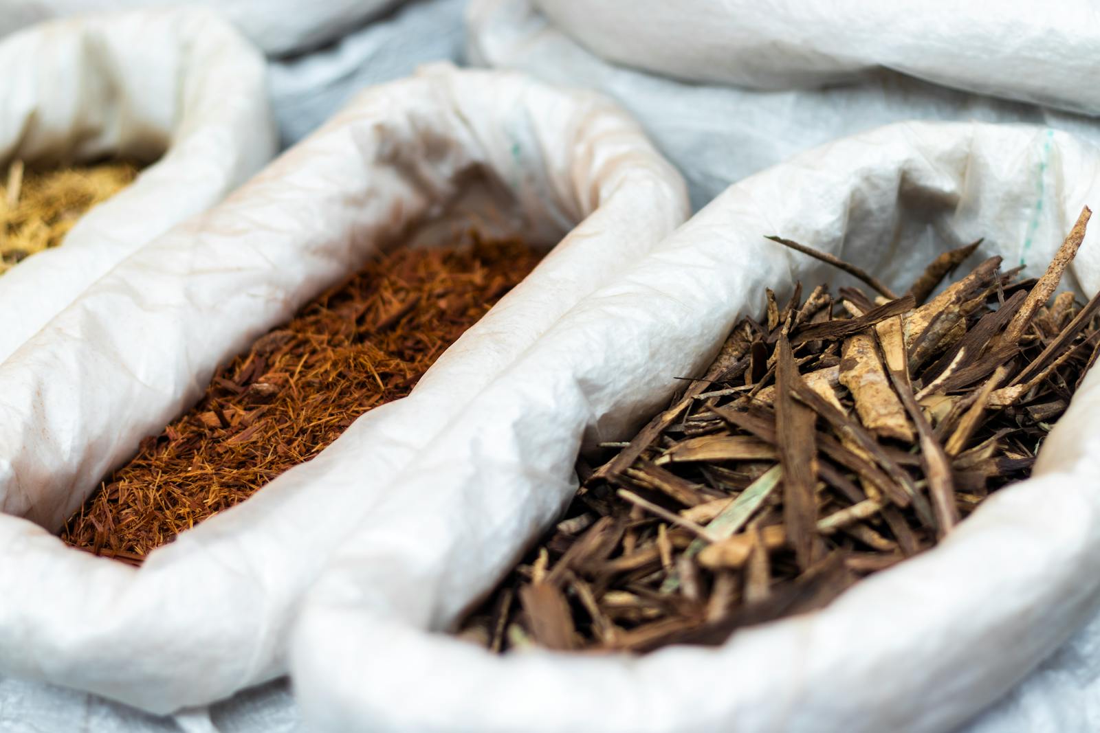 Dried burdock root and herbs in a market basket