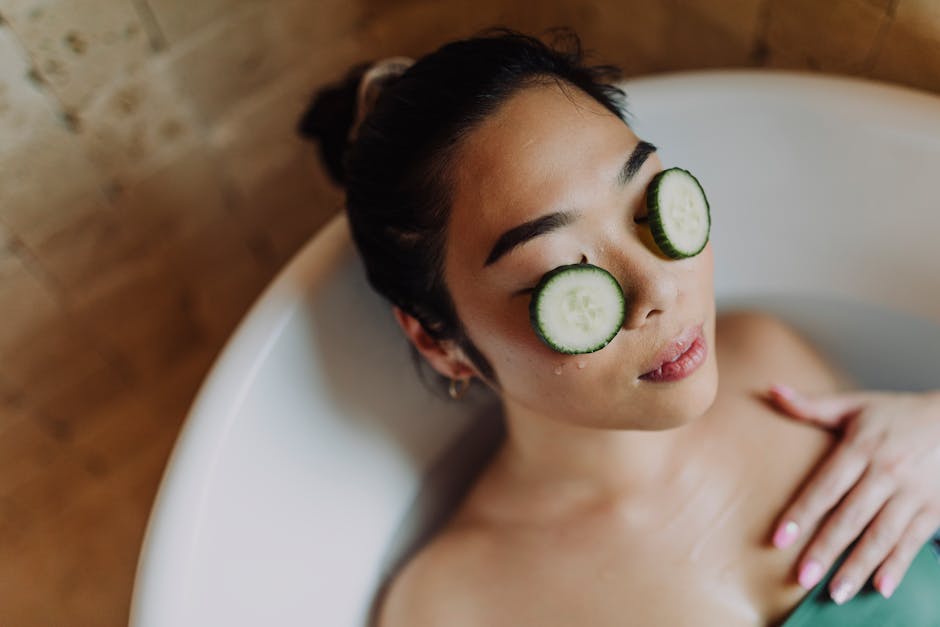 cucumber slices on eyes natural remedy for dark circles
