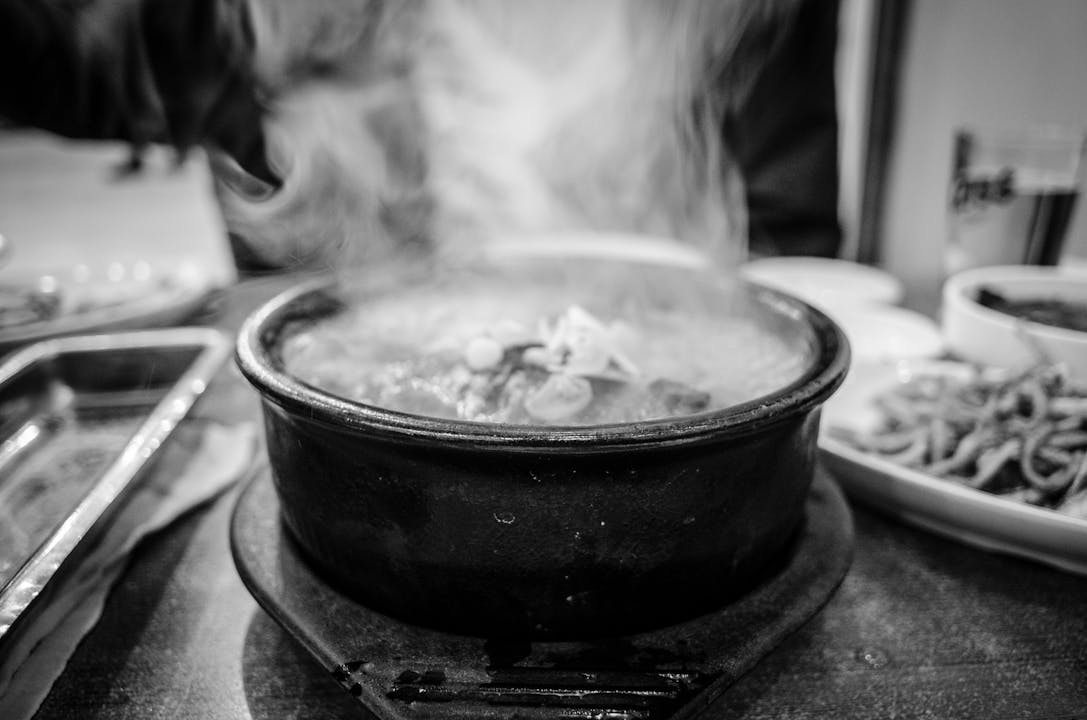 Steaming bowl of bone broth