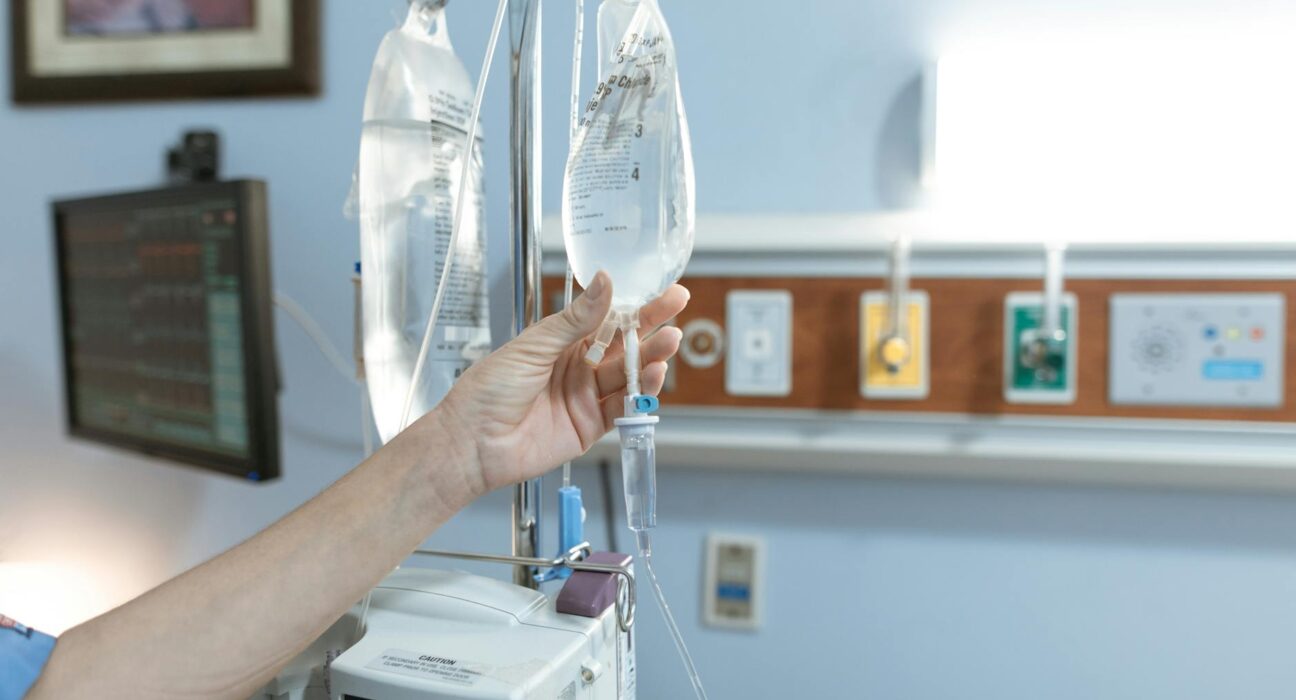 IV fluid bag hospital setting representing free water deficit calculation