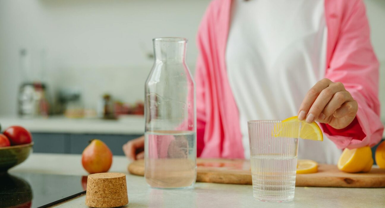 Glass of mineral water representing water fast protocol