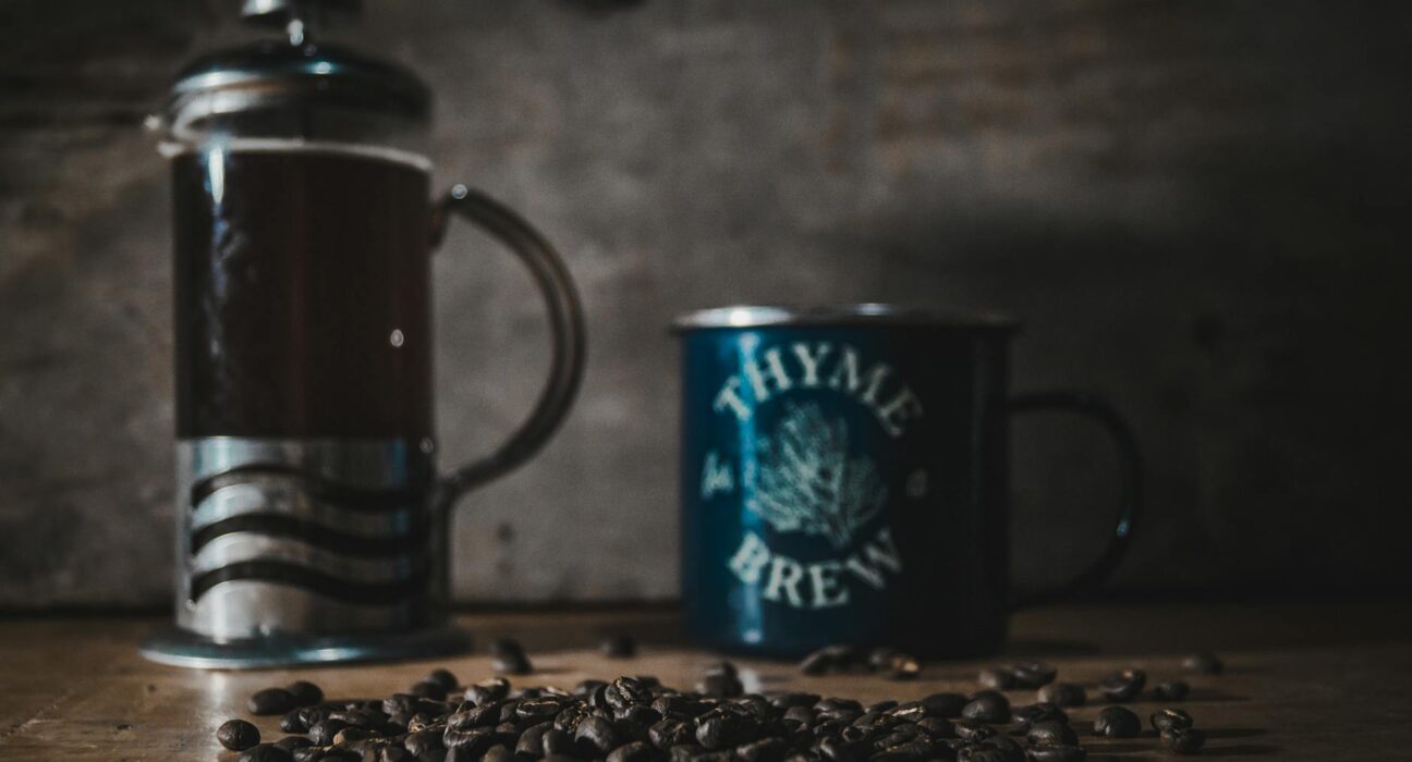 Coffee enema kit with French press and organic coffee
