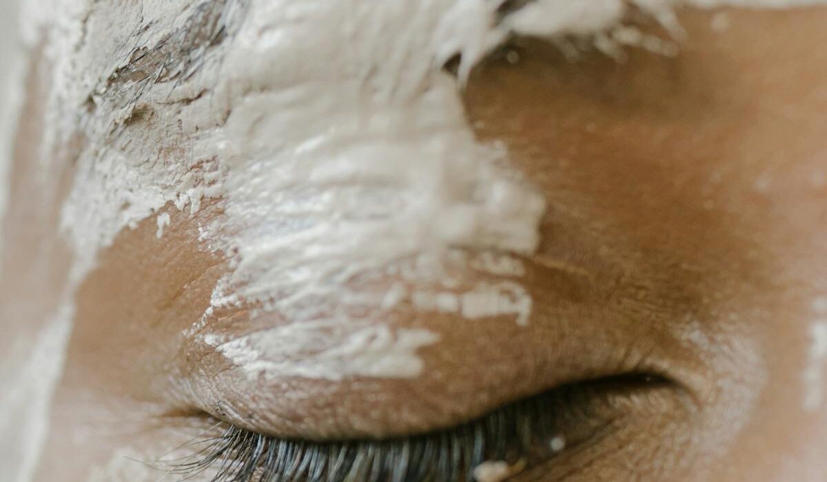 Bentonite clay detox bath face mask serene close-up