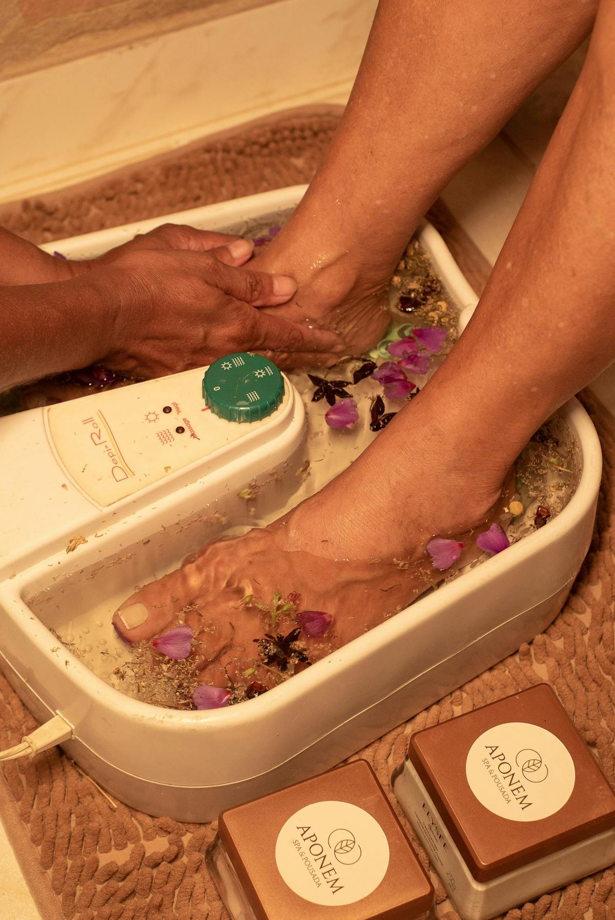 Foot spa with floating flowers gentle epsom salt foot soak benefits ritual