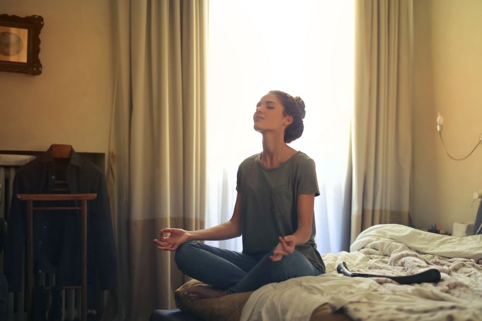 Adult woman meditating peacefully