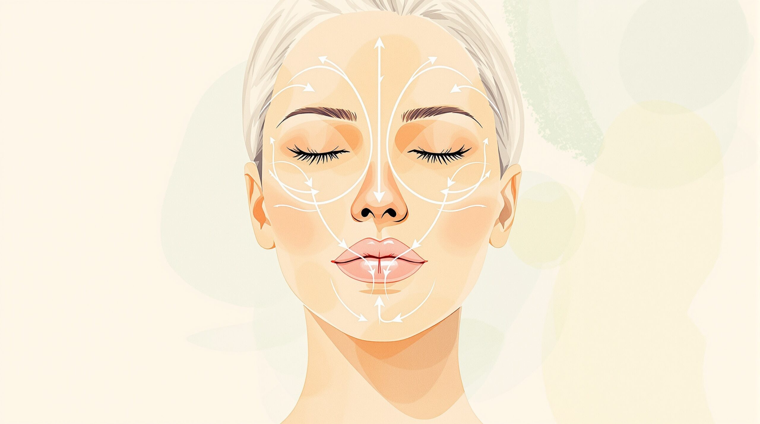 Facial lymphatic drainage direction — strokes sweep outward