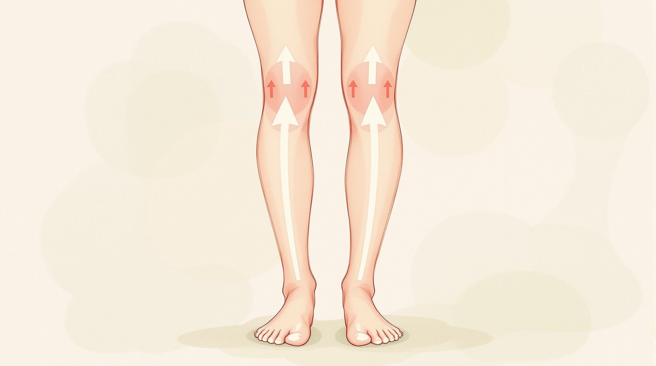 Leg drainage direction — every stroke moves upward toward th