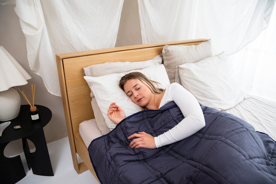 Adult weighted blanket on a bed, the most popular form of deep touch pressure for adults